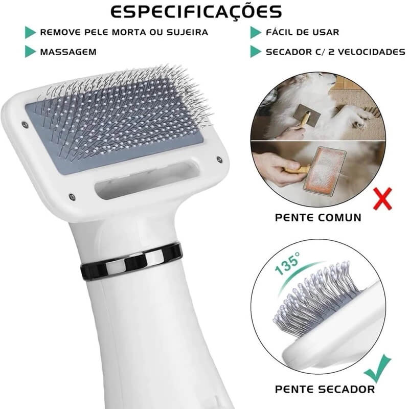 Secador e Escova 2 em 1 para Pets – Praticidade no banho