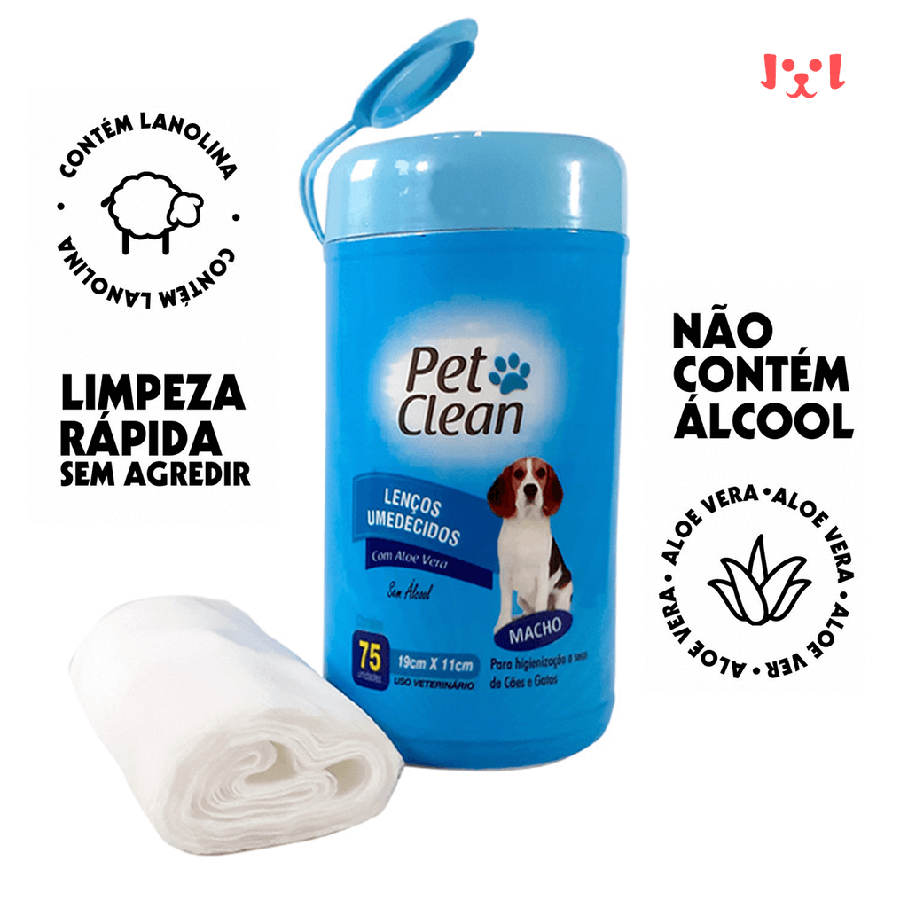 Kit com 3 Pacotes de Lenços Umedecidos para Pets – Higiene Rápida e Segura
