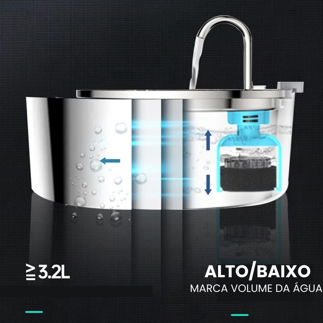 Bebedouro Inoxidável e Fonte com Filtro Tripla Ação 3,2L - Lupzy™