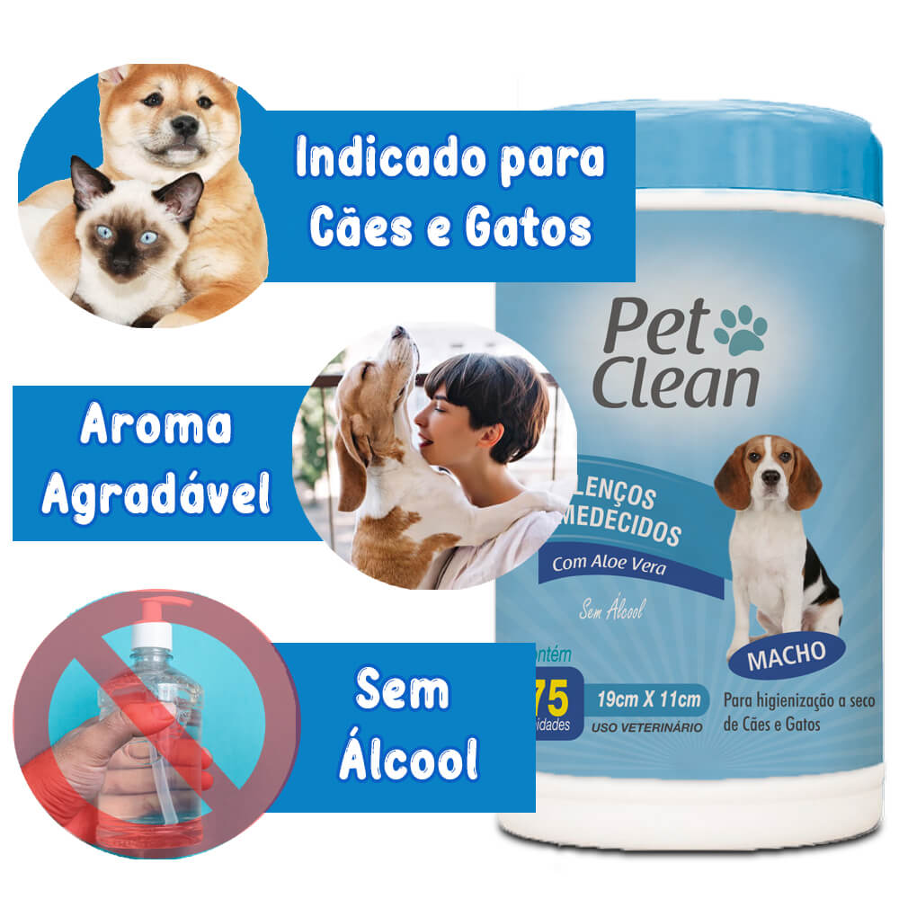 Kit com 3 Pacotes de Lenços Umedecidos para Pets – Higiene Rápida e Segura