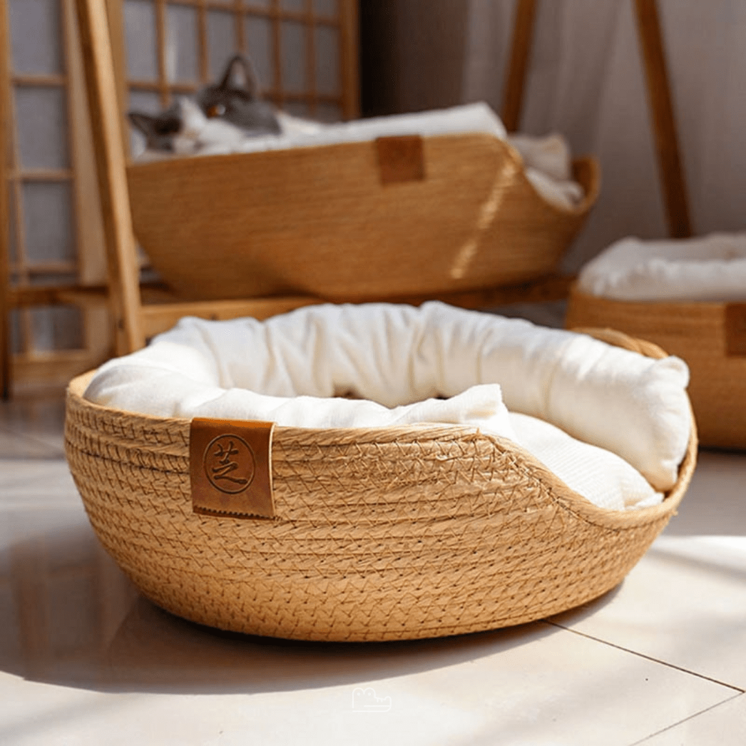 Cama de Bambu Natural para Pet com Travesseiros - Woofline™