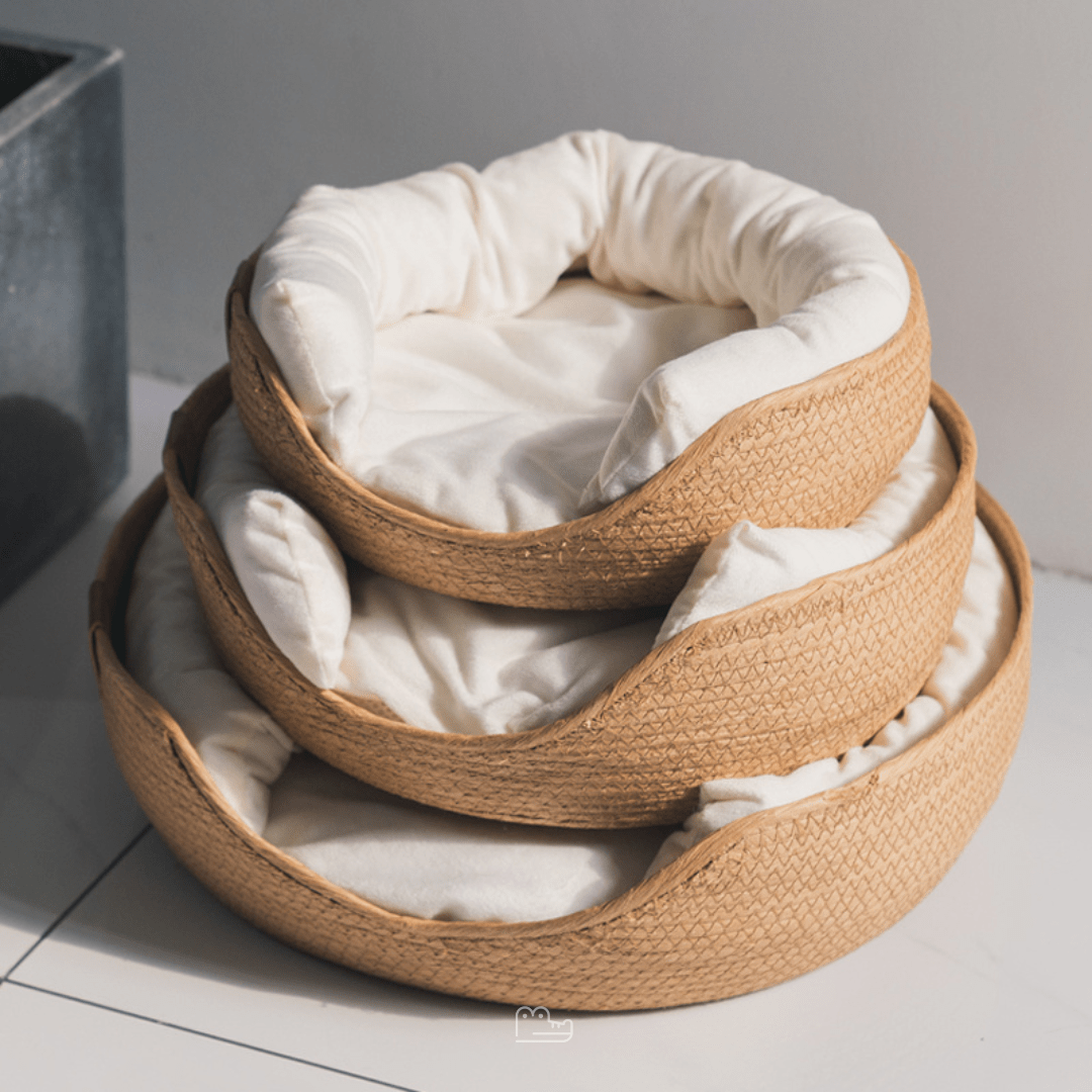 Cama de Bambu Natural para Pet com Travesseiros - Woofline™