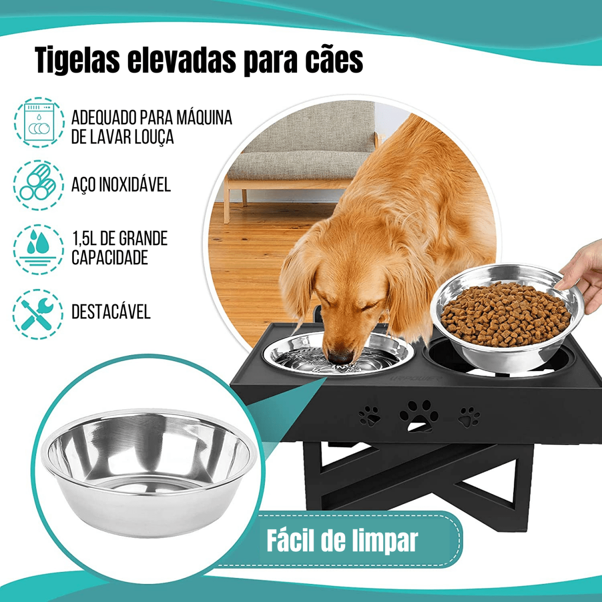 Tigela Ajustável 3 Alturas Grow - Pawzly™