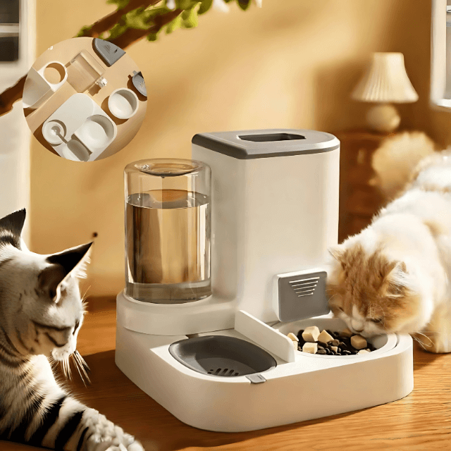 Bebedouro e Comedouro Automático 2 em 1 para Cães e Gatos – Sem Energia e com Filtro | ForPatas