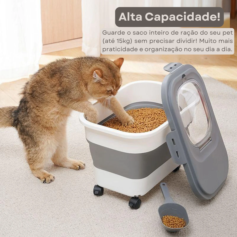 Armazenador Dobrável de Ração 15kg com Copo Medidor – ForPatas