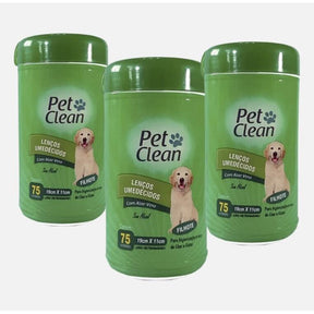 Kit com 3 Pacotes de Lenços Umedecidos para Pets – Higiene Rápida e Segura