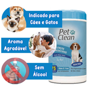 Kit com 3 Pacotes de Lenços Umedecidos para Pets – Higiene Rápida e Segura